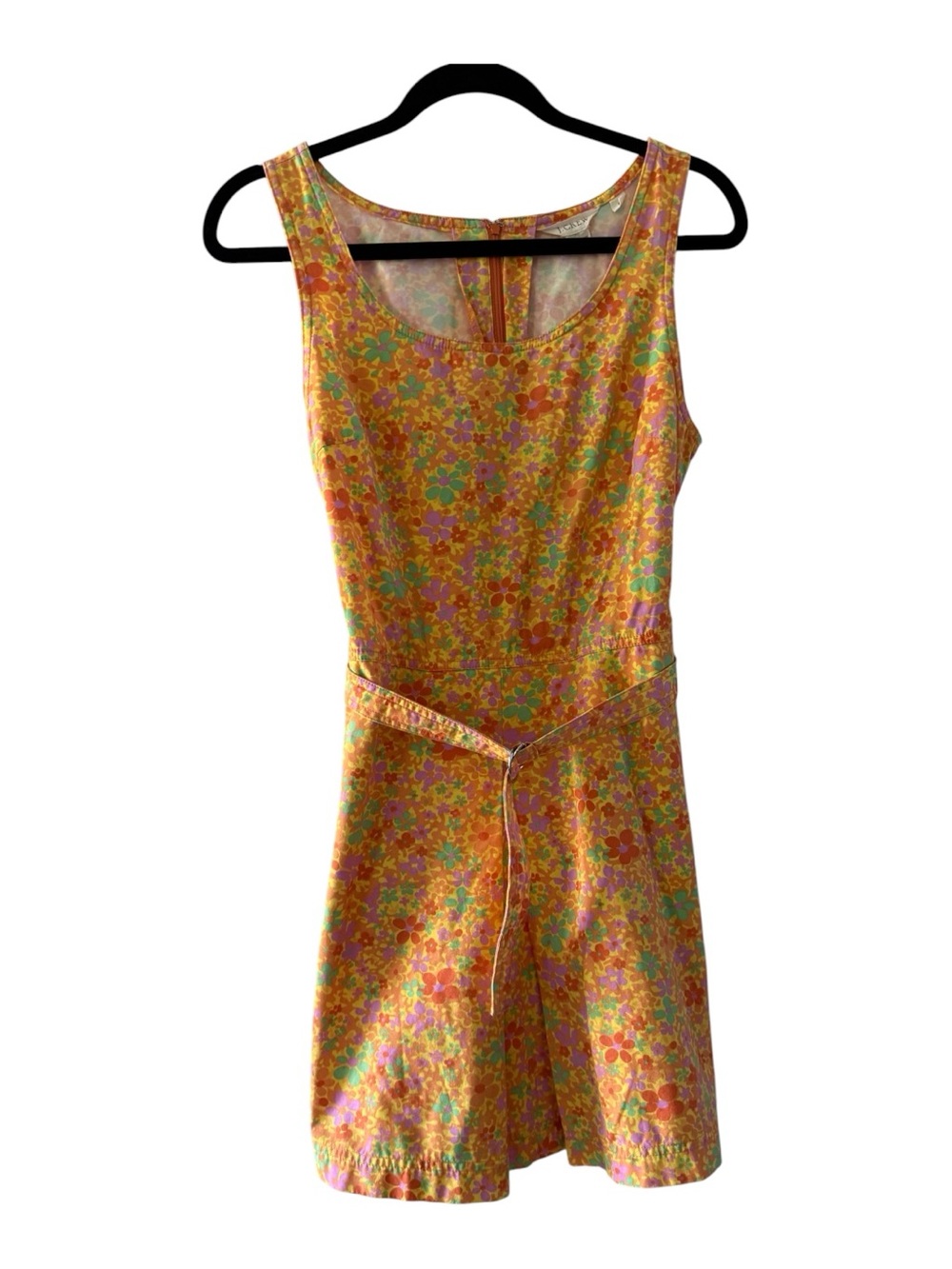 J. Crew Vibrant Floral Cotton Mini Dress in Orange, Pink and Green
